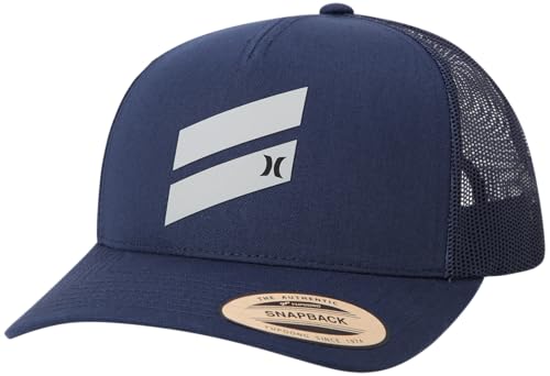 Hurley Mens Trucker Hat - Lightweight Breathable Poly Mesh Back Curved Bill Baseball Cap with Adjustable Snap Closure Navy Obsidian