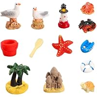 CATZUM Set de Miniaturas de Playa de 13 Piezas, con Palmera,