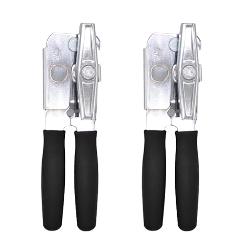 2 Pack Commercial Grade Heavy Duty Manual Can Opener with Easy Crank Oversized Turning Knob, Super Thick 20GA 2.0mm Steel with Chrome Plate Finish, Fit All Size Large Cans