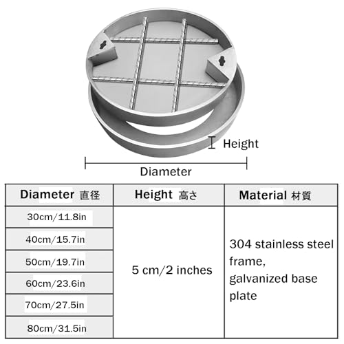 Couvercle de fosse septique robuste en acier inoxydable 60 cm résistant extérieur