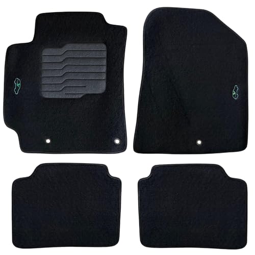 ecoMats Carpet Floor Mats Custom Fit for 2019 to 2024 Kia Forte, with Non-Slip Driver Heel Pad and Safety Locks, Front and Rear Set, Black