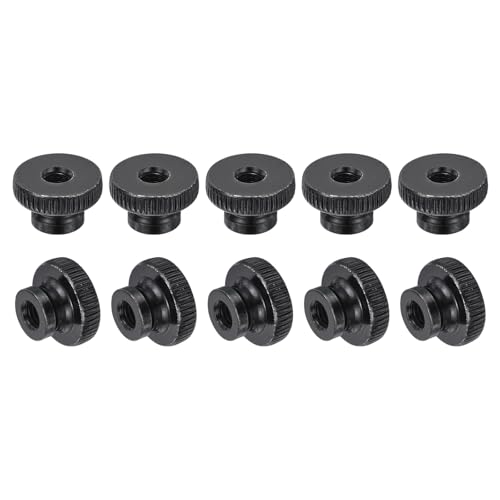 sourcing map Knurled Thumb Nuts, 20Pcs M6 x 20 x 12mm Carbon Steel Knurled Nut, Adjusting Round Knobs Fasteners Nuts for 3D Printer Parts, Black