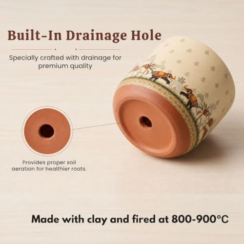Image of Urban Upvan Decorative Terracotta Mug Shades Planter Pot for Home & Garden | Indoor Outdoor Flower Pot for Balcony, Living Room, Office & Table Decor (Pack of 1)