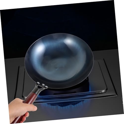 Wok de hierro antiadherente con mango de madera miniatura 6