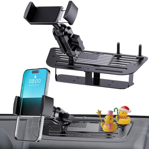 DIAMOOKY Upgraded Metal Phone Mount Compatible with Jeep Wrangler JK JKU 2018 2017 2016 2015 2014 2013 2012 2011 Accessories Dash Phone Holder with Duck Mounts System Kit