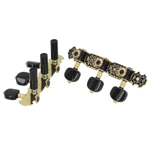 Generic 1 Set Acoustic Guitar Tuning Peg, 1:18 Drive Ratio Metal Plastic Machine Heads Tuners with 3 Set Guitar String Tuning Ke