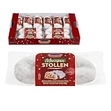 KuchenMeister Edel Marzipan Stollen 500 g im 10er Pack | Saftiger Stollen vegan mit Rosinen, kandierten Früchten | Kern aus Marzipan | 10 x 500 g