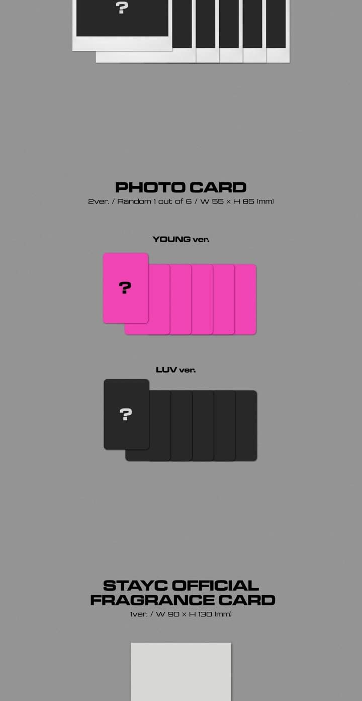 STAYC Young-LUV.COM 2nd Mini Album Young Version CD+1p Poster+1p Folding Poster On Pack+1p Wide Polaroid+1p PhotoCard+1p Fragrance Card+1p Lettering Tattoo Sticker+1p AR Card+Tracking Kpop Sealed