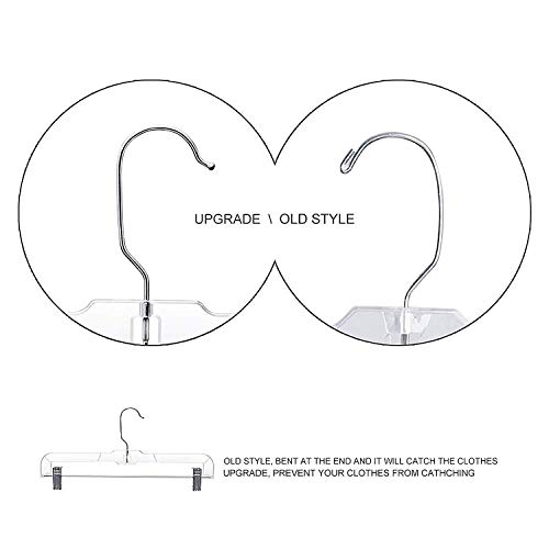 House Day 12 Pack 14 Inch Clear Plastic Skirt Hangers With Adjustable Clips, Pants Hangers 360-Rotating Swivel Hook, Clip Hangers For Pants, Trousers, Skirts, Jeans, Bulk Plastic Hangers With Clips #TOP7