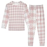GuoChe Toddler Girl Pajamas Long Sleeve Fall 3-8Years Fashion Pink Plaid
