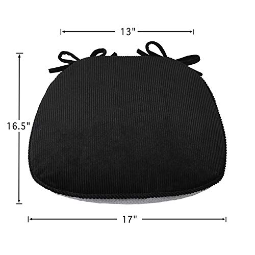 Bjsheng Chair Pad With Ties Non Slip Kitchen Dining Chair Cushion And Seat Cushion With Machine Washable Cover Durable Soft Mat Pads 17"X 16.5",1 Pack,Black #TOP1