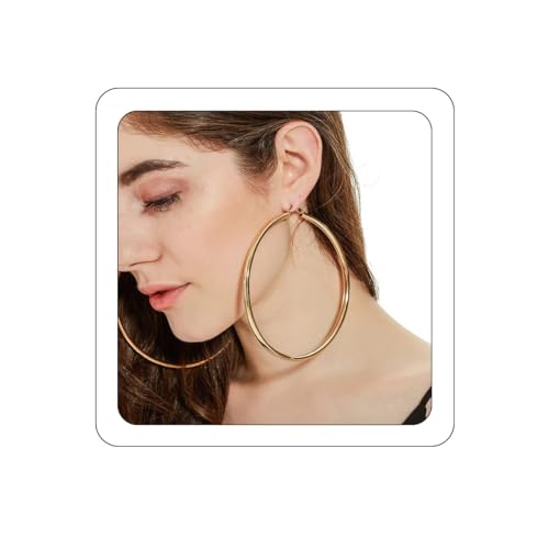 BETHYNAS 110mm Large Basketball Hoop Earrings for Women Big Thin Hoop Fashion Round Circle Huggie Minimalist Earrings Lightweight (110mm)