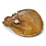 Kinaree Dekoracyjna miska z drewna tekowego – ręcznie wykonana miska ok. 20-60 cm – naturalne drewno miska na owoce, dekoracja lub jako miska na klucze w korytarzu (Ø 60 cm)