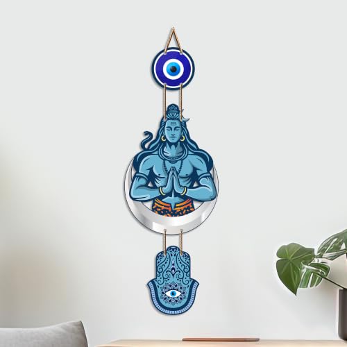 Image of Artvibes Lord Shiva Namaste Evil Eye Wall Hanging for Home Entrance | Spiritual MDF Wall Decor | Vastu Decorative Art for Living Room | Temple & Office | Gift Item (WH 8589N)