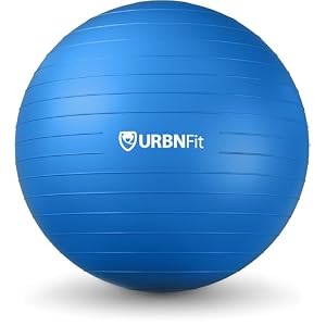 URBNFit Exercise Ball – Yoga Ball for Workout Pregnancy Stability – AntiBurst Swiss Balance Ball w/ Pump – Fitness Ball Chair for Office, Home Gym