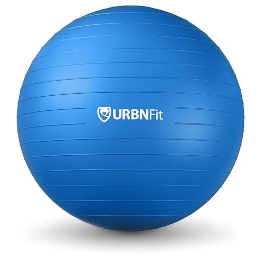 URBNFit Exercise Ball - Yoga Ball for Workout, Pilates, Pregnancy, Stability - Swiss Balance Ball w/ Pump - Fitness Ball Chair for Office, Home Gym, Labor- Blue, 26 in