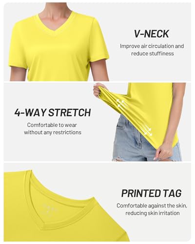 Image of Runhit Womens Workout Tops Short Sleeve UPF 50+ Athletic Sun Shirts Quick Dry V Neck T-Shirt Moisture Wicking Gym Hiking Tee