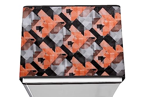 Image of Stylista Refridgerator top Cover Suitable for Samsung RT28C3452CU /HL, 236 Liter Fridge, Dimension (WXD) 65x111 CM, Chekered Pattern Orange