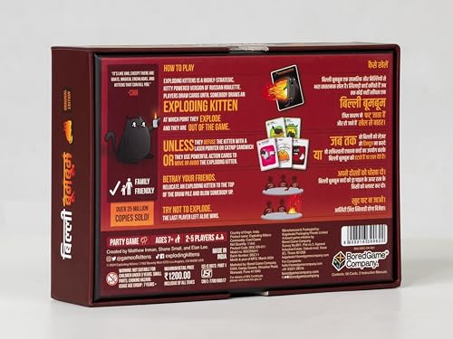 Image of Exploding Kittens aka Billi Boom Boom | Officially Licensed | Original Edition - Hilarious Game for Family Game Night - Funny Card Games for Ages 7 and Up - 56 Cards - 2-5 Players - 15 Minutes of Play