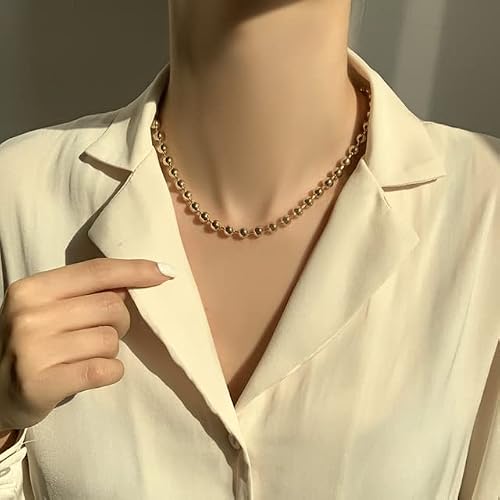Viewlap 2 Layers Paper Clip Shell Pearl Ball Layered Necklace Baroque Irregular Pearl Choker Toggle Necklace Set Wedding Party For Women Pretzel Pearl Ball Layered Necklace #TOP4