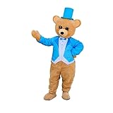 PROPSCOS Elegant Blue Tuxedo Teddy Bear Mascot Costume Adults Cartoon Character Suits for Christmas Party (160-170cm)