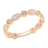 DazzlingRock Collection Women's 0.40 quilates (Ctw) 14K Oro Rosa Redondo Champagne y White Diamond Wedding Band (Talla 4)