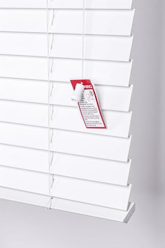 Funky Gadgets Smooth Faux Wood Wooden Venetian Blinds with Strings and THE OTHER with TAPE 50mm Slats TRIMMABLE (White, 45cm width x 150cm drop) - Cosy Home Interiors Funky Gadgets Smooth Faux Wood Wooden Venetian Blinds with Strings and THE OTHER with TAPE 50mm Slats TRIMMABLE (White, 45cm width x 150cm drop)