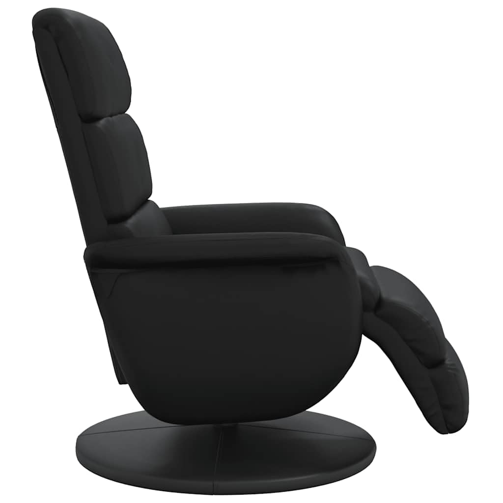 Fotel relaksacyjny z podnóżkiem, wykonany z czarnej sztucznej skóry, regulowany, ergonomiczny, z tapicerką, do salonu, sypialni, biura, do relaksu podczas czytania i oglądania telewizji