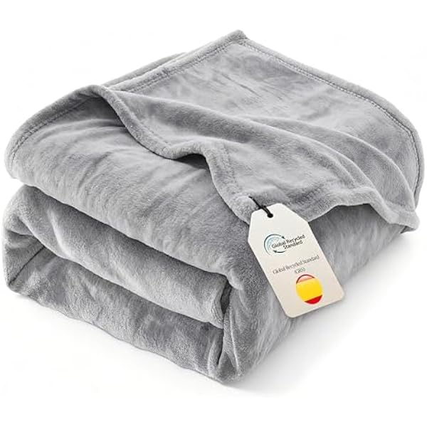 AiTodos® Koc Polarowy Miękki 230x270 cm – Duży Puszysty Koc Flanelowy na Łóżko King Size i Wielką Kanapę, Ciepły, Do Prania w Pralce, Szary