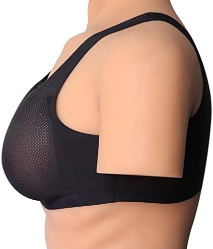 Waterdrop Silicone Breast Forms with Mesh Pocket Bra Set for Mastectomy (Black C Cup- 800g)