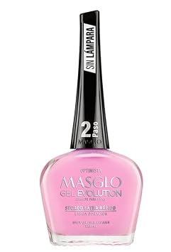 MASGLO GEL EVOLUTION Nail Polish Gel Effect, No UV/Led Lamp, Duration Up to 12 days, 3 PCs Base, Esmalte Optimista, Brillo - Efecto Gel sin necesidad de UV/Led, hasta 12 dias de duracion 0,5 Fl. Oz.