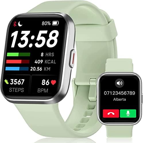 Fitness Tracker, Smart Watch with Alexa [Answer/Make Call] 24/7 Heart Rate，Blood Oxygen Monitor, Sleep Tracker, IP68 Waterproof Activity Trackers for Android iOS，White