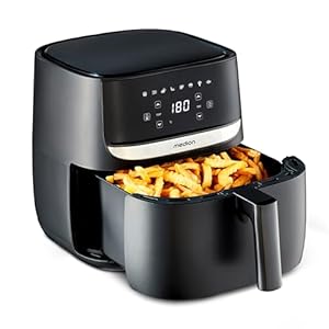 MEDION E50 XL Heißluftfritteuse (5,7 Liter, Airfryer, ca. 1700 Watt, Digitales Bedienfeld, 8 Automatikprogramme, ölfreies Frittieren, 30 Min Timer, Überhitzungsschutz, MD10532)