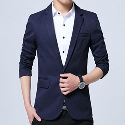 Lu's Chic Men's Business Sport Coat Long Sleeved Blazer Fitted Pocket Button Fall Blazer Jacket2