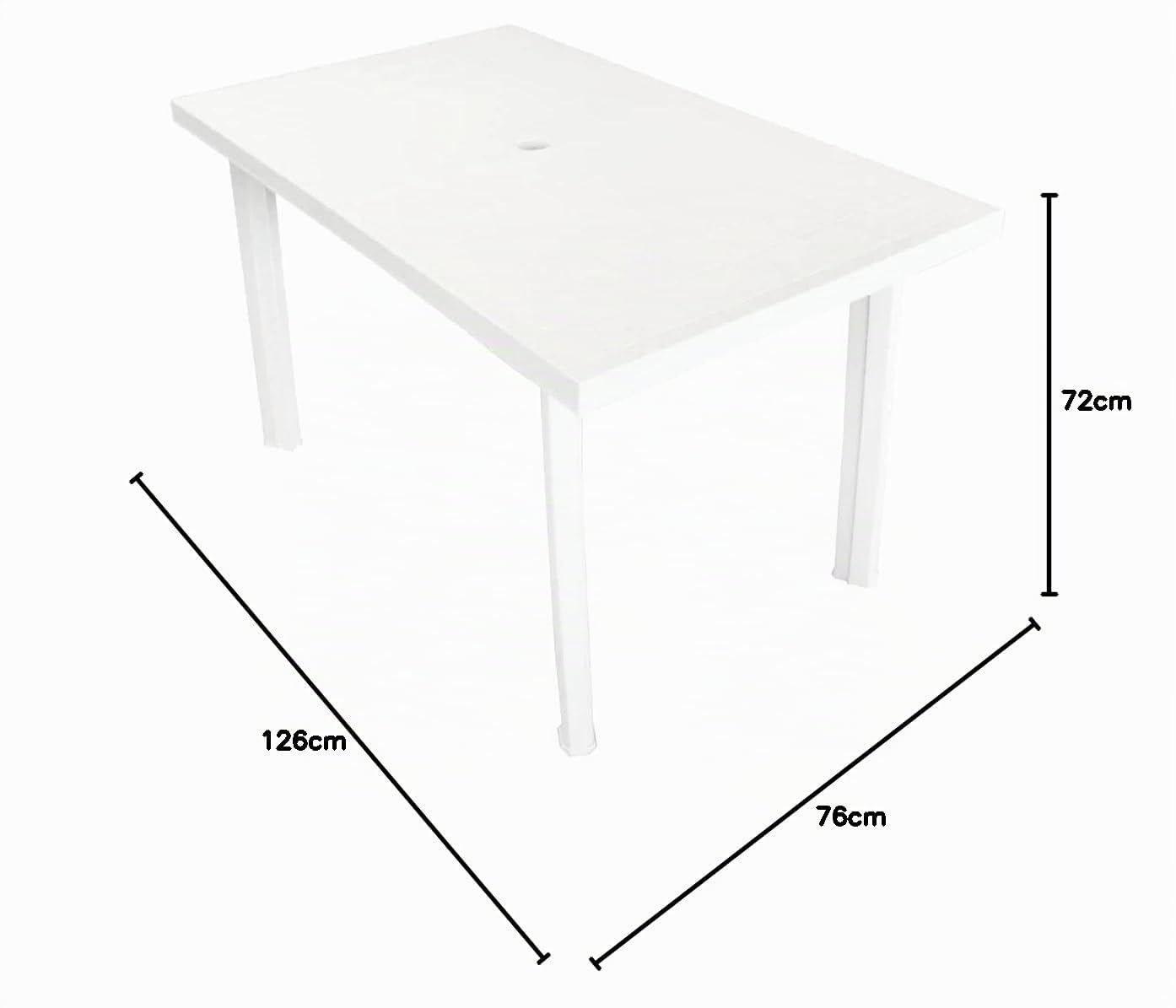 Progarden 9694350 VELO - Tavolo conponibile rettangolare, Polipropilene, Bianco, 126 x 76 x 72 cm