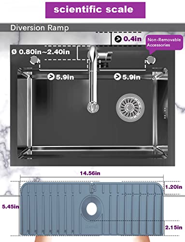 Kitchen Sink Splash Guard 17.56“ Longer, Splash Guard For Sink, Kitchen Faucet Splash Guard, Fully Wrapped, Silicone Faucet Handle Drip Catcher Tray, Sink Protectors Faucet Mat For Kitchen Bathroom #TOP5