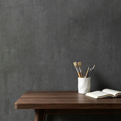 LACHEERY Extra Thick Matte Concrete Wallpaper Stick and Peel Wall Paper Roll Dark Grey Vinyl Countertops Vintage Industry Concrete Textured Cement Contact Paper for Bedroom Walls Furniture 15.8"x80"
