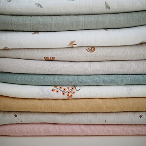 Image of mushie Muslin Baby Swaddle Blanket | 100% Organic Cotton (Sparrow)