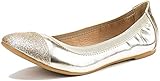DREAM PAIRS Women's Sole-Flex Ballerina Walking Flats Shoes,Size 9.5,Gold,Sole-Flex