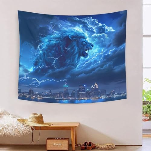 Tapisserie murale tissu lion VZOMANLEX pour habiller un grand mur vide