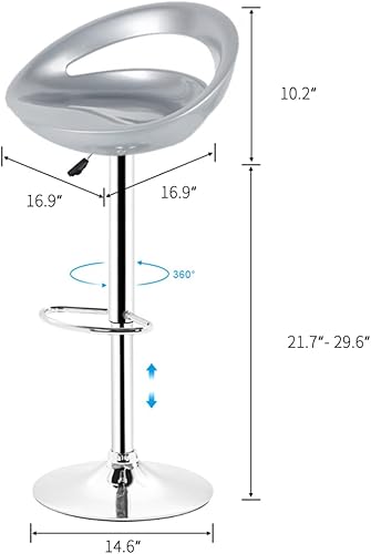 Miniatura 3 de MEILLEUREVIE Taburetes de bar, taburetes de bar giratorios ajustables, sillas de altura de mostrador ABS elevador de gas, respaldo estilo luna, base
