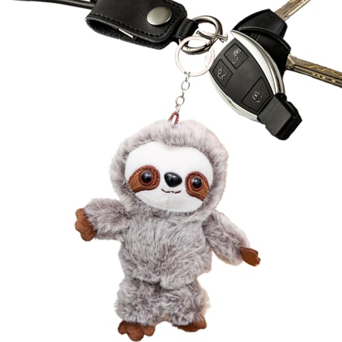 Image of Plush Sloth Keychain - Stuffed Sloth Keyring - Plush Key Ring | Soft Cute Animal Key Pendant with Bow Pp Cotton Filling Short for Keys Bags Backpacks for Kids and Friends Use