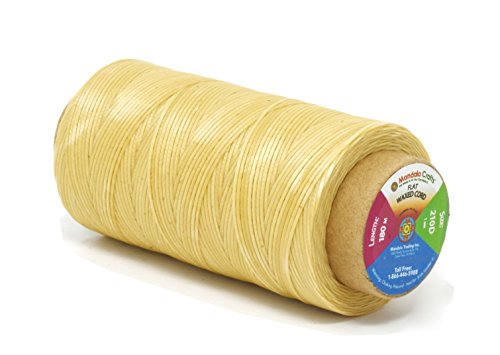 Mandala Crafts Cream Flat Waxed Thread for Leather Sewing Thread - Polyester Waxed Leather Thread Waxed String - 197 Yds 210D 1mm Waxed Cord for Leather Stitching