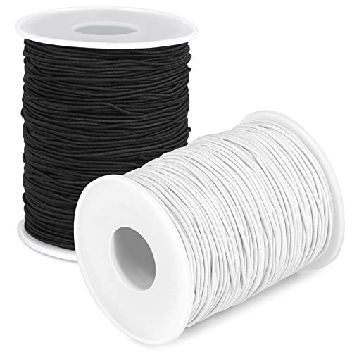 Image of Elastic String Cord, Selizo 2 Pack Stretchy String for Bracelets, Necklace, Beading, Jewelry Making and Sewing (1.2 MM, 109 Yards, Black & White)