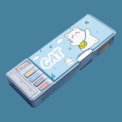 Image of Compass Box Multifunctional Cute School Pencil Box for Girls, Cat Compas for Boys, Magnetic Pencil Box, Aesthetic Stationary Items for Kids, Best Gifts (Cat Compass)