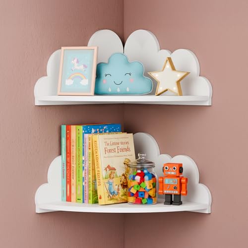 Beskadi Cute Cloud Floating Corner Shelves - 2-Tier Cloud Corner