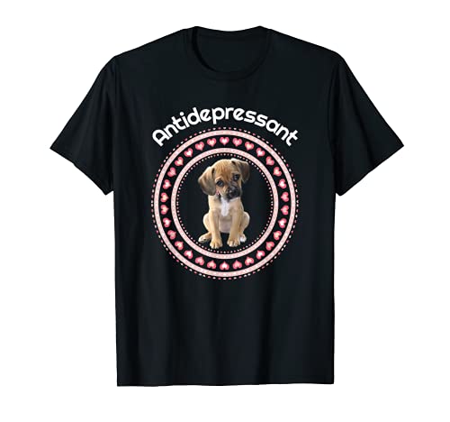 Puppy Look Antidepressant Feel Good Design Dog Owners Love T-Shirt, Black