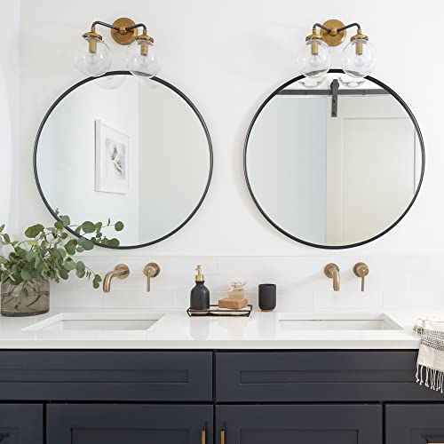 Round Mirror, Black Round Mirror 24 Inch, Round Wall Mirror, Round Bathroom Mirror, Circle Mirrors For Wall, Metal Framed Mirror For Bathroom, Vanity, Bedroom, Entryway, Hallway #TOP5