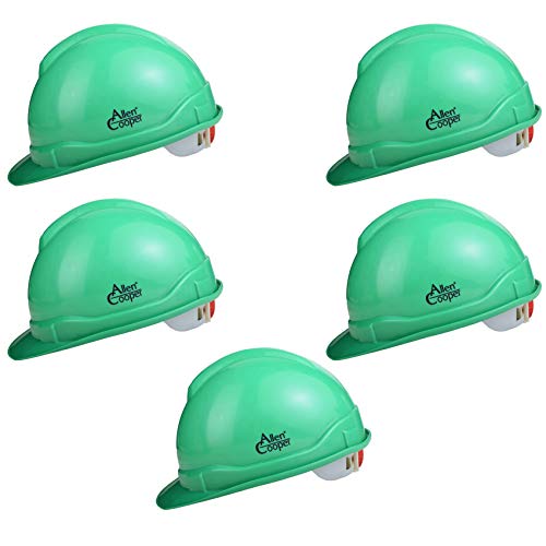 Allen Cooper Indsutrial Safety Helmet SH-721, Plastic Cradle with Ratchet Adjustable Headband - Green (Pack of 5)