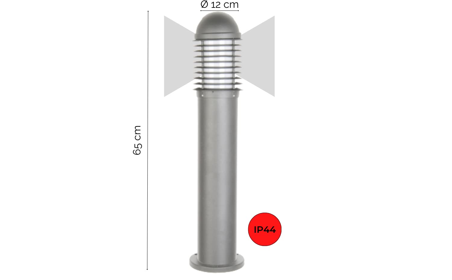 Baliza de exterior SIROCO (H.65cm), gris,uso exterior IP44, baliza de jardín para exteriores en aluminio ideal para caminos, senderos, zonas ajardinadas, E27 14W, antracita